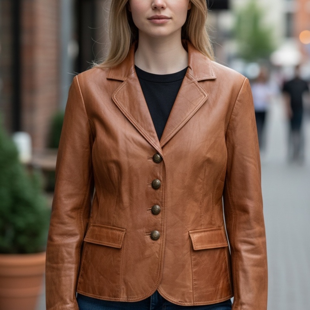 Liz & Co. Brown Leather Jacket